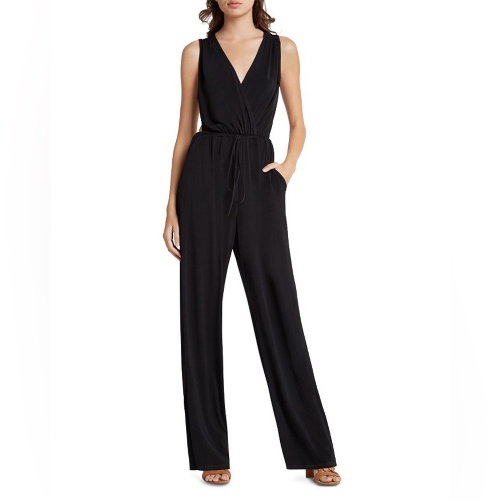 BCBG black low back sleeveless jumpsuit romper